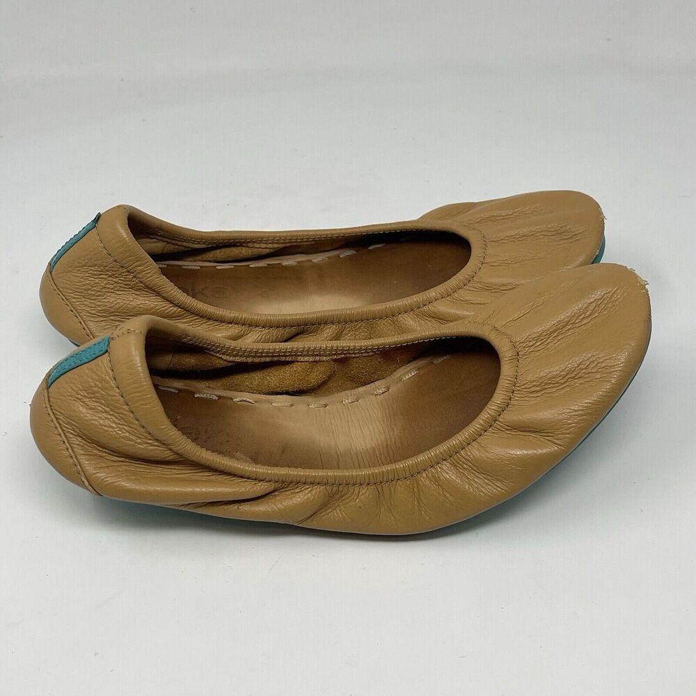 Tieks by Gavrieli Ballet Flats Womens 6 Tan Brown Leather Round Toe Slip-On Shoe